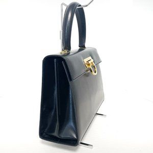 Salvatore Ferragamo Black Leather Handbag Gancini